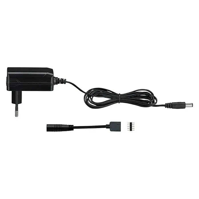 Paulmann LED-Trafo Power Supply - 12 VA, Schwarz - Netzteil mit Eurostecker und Kabel, zusätzlich ein Adapterstück für LED-Streifen. Stromversorgung für LED Beleuchtung.
