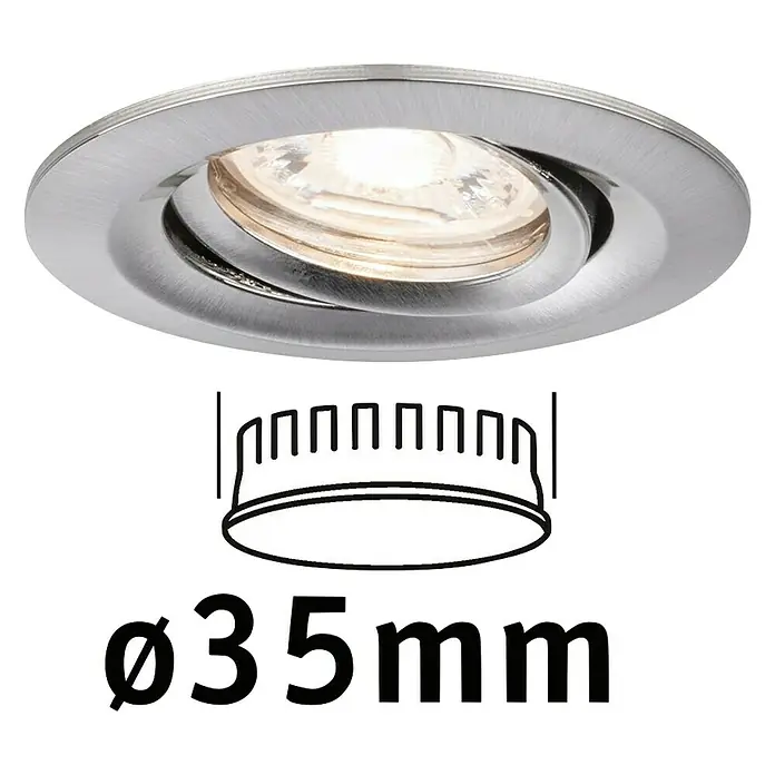 Paulmann LED-Einbauleuchte rund Nova Mini - 4 W, Eisen gebürstet, Warmweiß - Einbaustrahler in gebürstetem Chrom mit drehbarem Innenring und einer Öffnung von 35 mm Durchmesser für gezielte Beleuchtung.