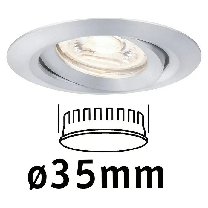 Paulmann LED-Einbauleuchten-Set Nova Mini - 4 W, Aluminium, 1 Stk., Warmweiß - Aufnahme einer 35-mm-Einbaustrahlerleuchte, die ein minimalistisches Design und Funktionalität für moderne Beleuchtungskonzepte bietet.