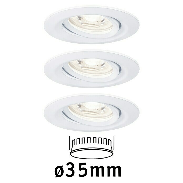 Paulmann LED-Einbauleuchten-Set (3 x 4 W, Weiß, IP44)