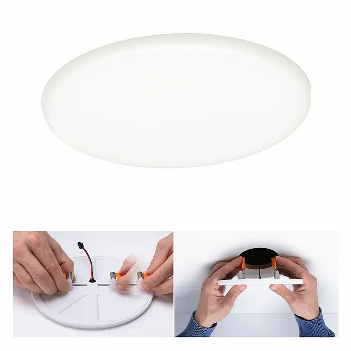 Paulmann Panel LED redondo Veluna - 17,5 W, Ø x Al: 18,5 x 3,1 cm, Satin, Blanco neutro, 4.000 K - Lámpara de techo LED plana con instrucciones de instalación. La luz es blanca y tiene forma redonda. Instalación con abrazaderas.