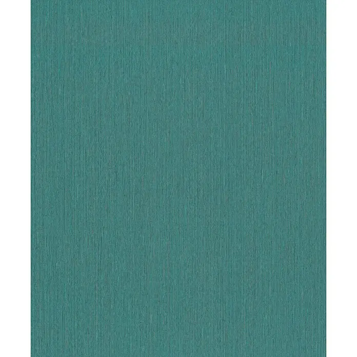 Rasch BARBARA Home Collection II Vliestapete - Türkis, Uni, 10,05 x 0,53 m - Einfarbige Tapete in einem beruhigenden Petrolton mit feiner, vertikaler Textur, die eine elegante und subtile Wandgestaltung ermöglicht.