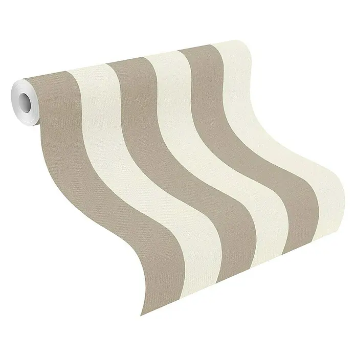 Rasch Poetry II Vliestapete Streifen - Creme/Beige, Streifen, 10,05 x 0,53 m - Rolle gestreifte Tapete in Beige und Cremeweiß mit wellenförmigen Streifen für ein stilvolles und modernes Interieur Design.