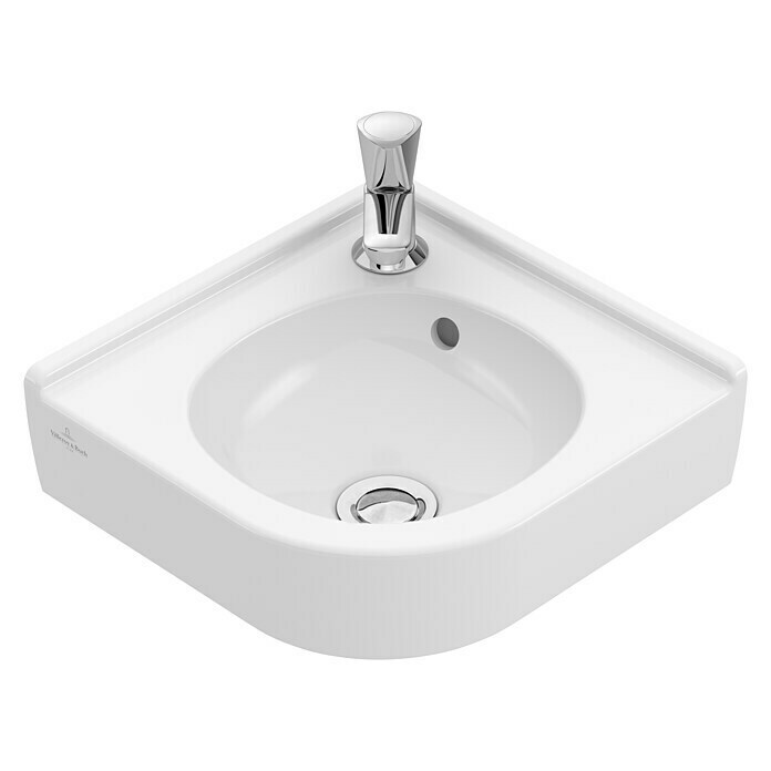 Villeroy & Boch O.novo Eckwaschbecken (45 x 40 cm, Mit schmutzabweisender Glasur, Mit Überlaufloch, Keramik, Weiß)