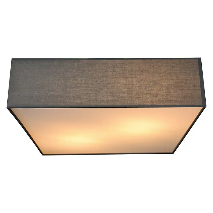 Tween Light Deckenleuchte Tessile - 60 W, L x B x H: 40 x 40 x 11 cm, Grau, E27 - Graue rechteckige Deckenleuchte mit einem Stoffschirm und einem warmen, diffusen Licht, das eine gemütliche Atmosphäre schafft.