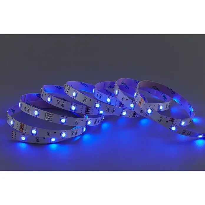 Brilo LED-Band - Länge: 300 cm, RGB - Blaue LED-Streifen mit selbstklebender Rückseite für vielfältige Beleuchtungsanwendungen im Innenbereich mit hoher Leuchtkraft und langer Lebensdauer.