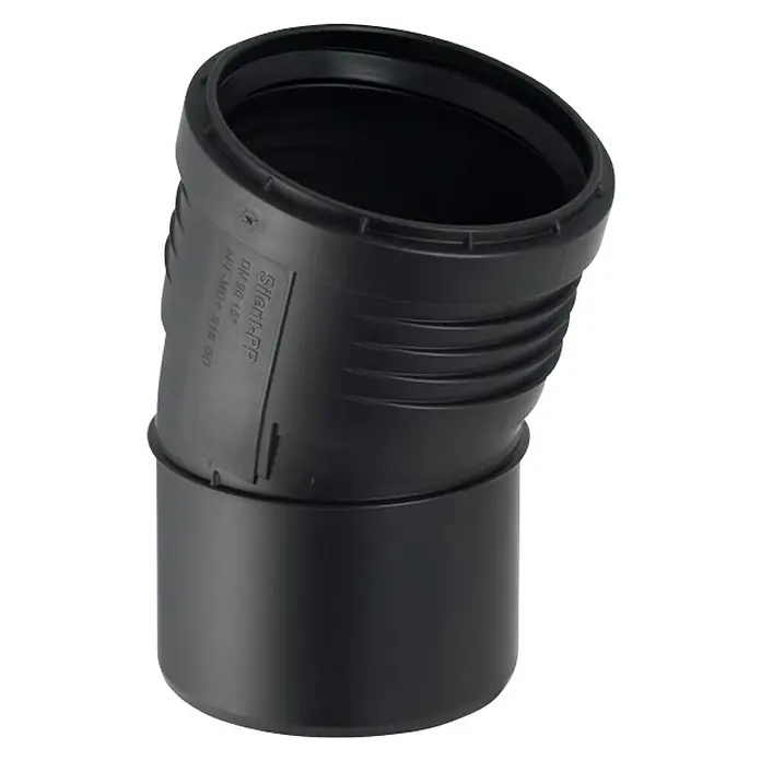 Geberit Silent PP-Bogen - Nennweite: 50 mm, 15 ° - Schwarzes Silent-PP-Rohrbogenstück DN 90 15°, ideal für geräuschreduzierte Abwasserinstallationen. Robust und langlebig für den Sanitärbereich.