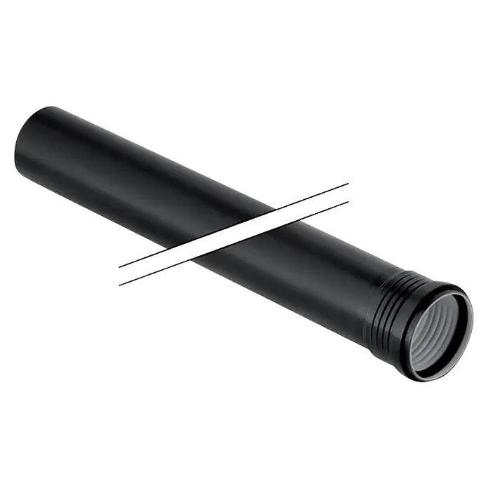 Geberit Silent PP-Rohr - Nennweite: 50 mm, Länge: 15 cm - Schwarzes Abflussrohr aus Kunststoff. Das Rohr hat ein glattes Äußeres und ein Gewinde an einem Ende, das für eine einfache Installation sorgt.