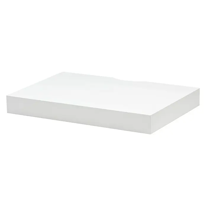 Dolle Estante flotante Big Boy - L x An x Al: 44,5 x 30 x 5 cm, Carga soportada: 30 kg, Blanco - Primer plano de un bloque de poliestireno blanco que enfatiza texturas y volumen en un diseño simple.