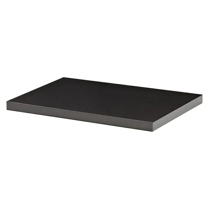 Dolle Balda adicional Sumo - L x An x Al: 40 x 45 x 2,5 cm, Madera, Color: Antracita - Imagen de una elegante encimera negra, ideal para interiores modernos. Su superficie lisa y líneas limpias enfatizan una estética minimalista.