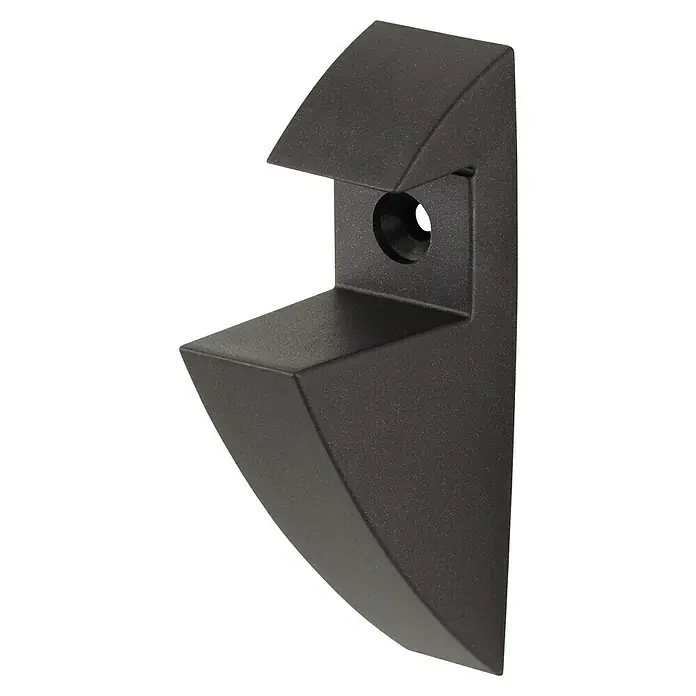 Dolle Soporte de pared para estantes Polyclip - Carga soportada: 15 kg, Antracita, 1 ud. - Primer plano de un soporte de estante de metal negro mate. El diseño minimalista y la construcción robusta lo hacen ideal para sistemas de estanterías modernos.