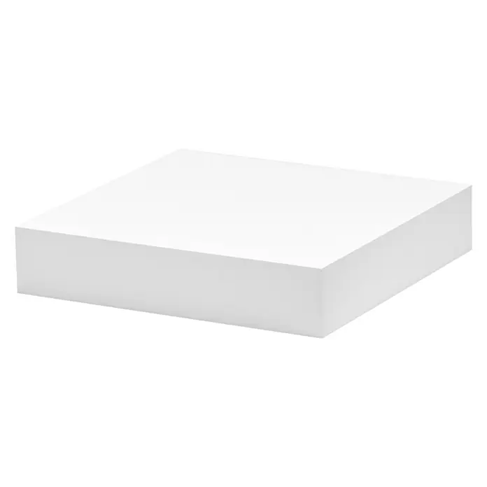 Dolle Estante flotante Big Boy - L x An x Al: 25 x 25 x 5 cm, Carga soportada: 30 kg, Blanco - Primer plano de un bloque de espuma blanca rectangular sobre un fondo negro.
