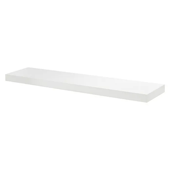Dolle Wandboard Big Boy - L x B x H: 115 x 25 x 5 cm, Weiß, Belastbarkeit: 30 kg - Nahaufnahme eines weißen, rechteckigen Regals, das schlicht und modern gestaltet ist und sich gut in minimalistische Einrichtungen einfügt.