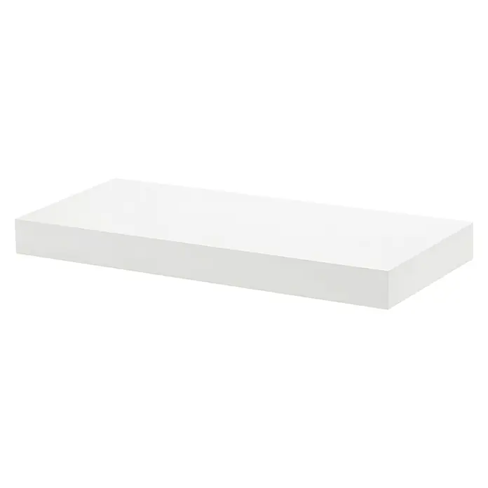 Dolle Estante flotante Big Boy - L x An x Al: 44,5 x 25 x 5 cm, Blanco, Carga soportada: 30 kg - En la imagen se muestra una estantería flotante rectangular blanca para montaje en pared con un diseño minimalista y moderno.