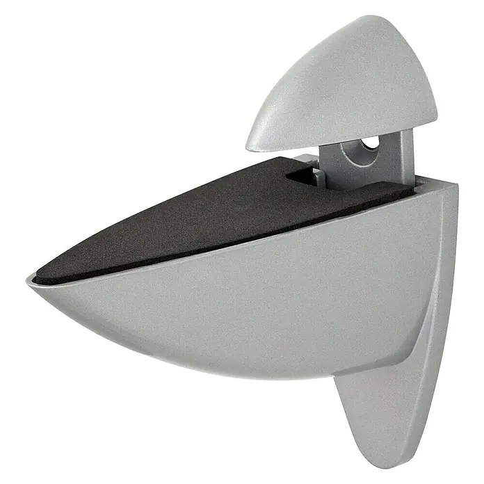 Dolle Set de soportes de pared para estantes Metallclip - Carga soportada: 25 kg, Específico para: Baldas de 6 - 25 mm, Plateado, 2 ud. - Soporte de estante de vidrio plateado para un montaje seguro de estantes de vidrio, ideal para estanterías y vitrinas.