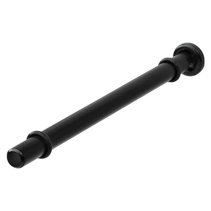 Dolle Soporte para estantes Atlas - Acero - Barra de cortina negra con remates, diseño elegante para decoración de ventanas.
