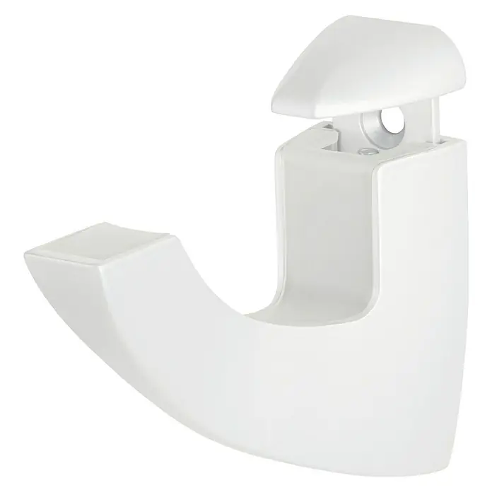 Dolle Wandregalhalter-Set Scoop - Belastbarkeit: 25 kg, Passend für: Regalbodenstärke 5 - 40 mm, Weiß, 2 Stk. - Weiße, an der Wand montierte Garderobenhaken mit abgerundeten Kanten. Dieses Produkt ist ideal zum Aufhängen von Kleidung oder Handtüchern.