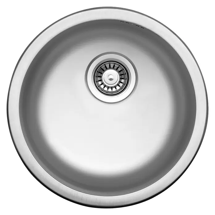 Respekta Einbauspüle Portland - Durchmesser: 44,6 cm, Edelstahl - Rundes Edelstahlspülbecken mit Abfluss in der Mitte, ideal für moderne Küchen. Das Becken ist glänzend und pflegeleicht.