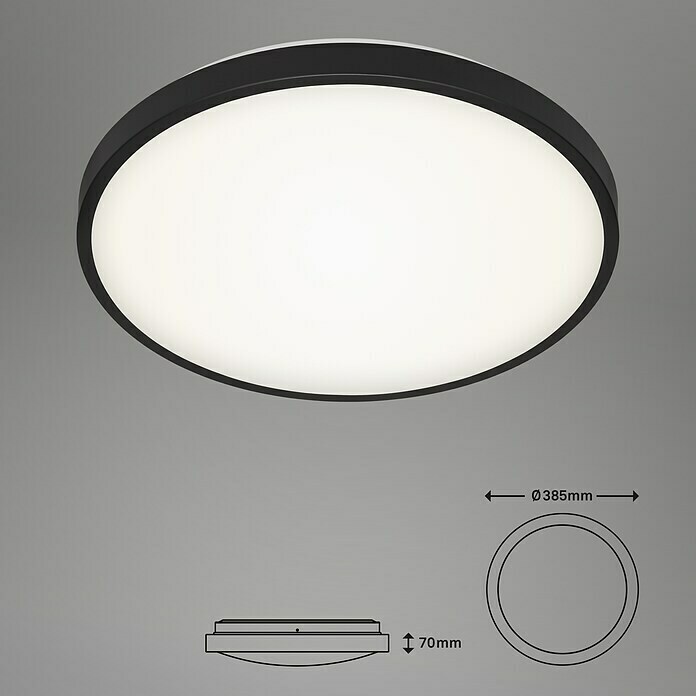Brilo LED-Deckenleuchte rund Manny (24 W, Schwarz, Ø x H: 385 mm x 7 cm)