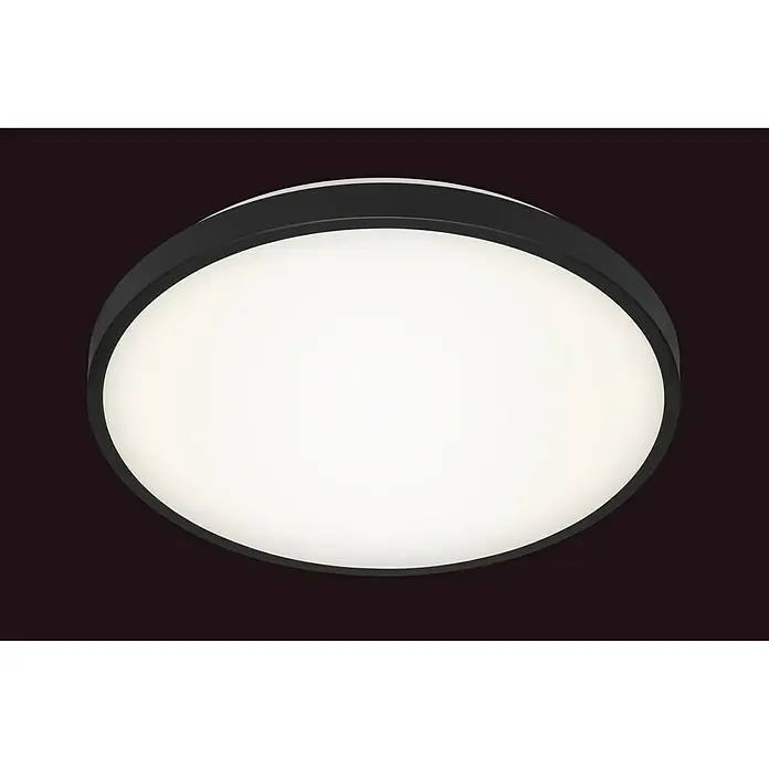Brilo Plafón LED redondo Manny - 24 W, Ø x Al: 385 mm x 7 cm, Negro, Blanco neutro - Lámpara de techo redonda con marco negro y difusor blanco para una iluminación uniforme de la habitación.