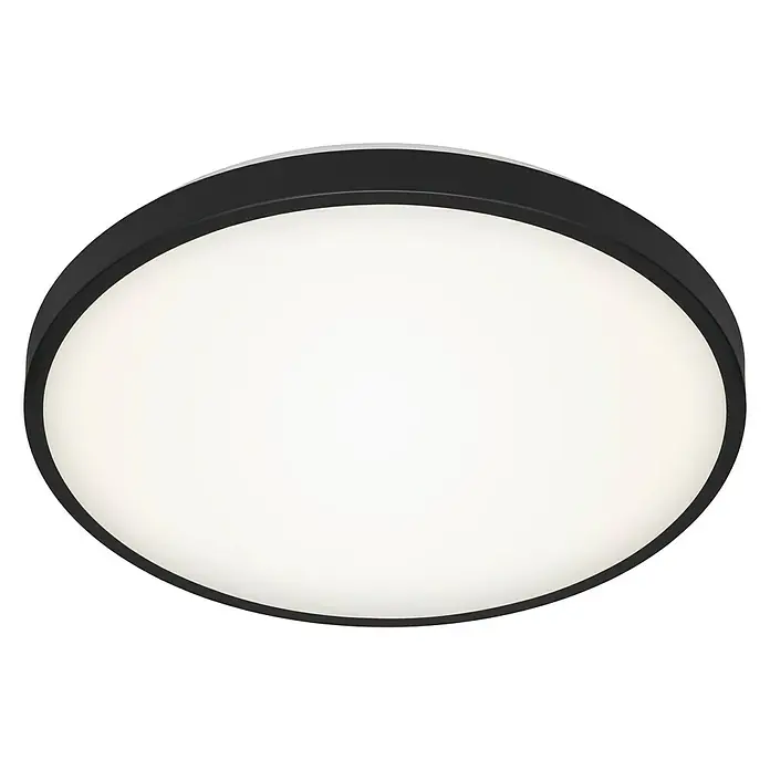 Brilo Plafón LED redondo Manny - 24 W, Ø x Al: 385 mm x 7 cm, Negro, Blanco neutro - Lámpara de techo moderna con marco negro e iluminación difusa y brillante para un ambiente agradable en la habitación.