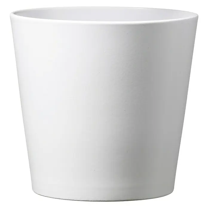 Soendgen Keramik Übertopf rund Dallas Esprit - Außenmaß (Ø x H): 13 x 13 cm, Weiß, Keramik, Matt - Weiße, konische Pflanzschale aus Keramik, ideal für Zimmerpflanzen und als schlichtes Dekoelement im modernen Zuhause.