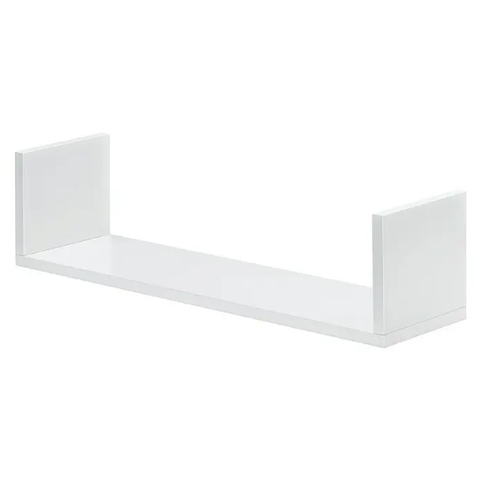 Dolle Estante de pared U-Rack - L x An x Al: 60 x 15 x 15 cm, MDF, Blanco - Estante de pared flotante blanco con paneles laterales, ideal para exhibir libros y objetos decorativos con estilo.