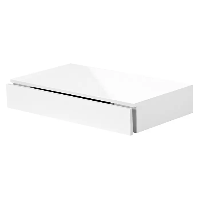 Dolle Wandregal Cassetto - L x B x H: 42 x 25 x 8 cm, Weiß, Glänzend - Weißer Waschtischunterschrank mit Schublade, modernes Design für Badezimmer.