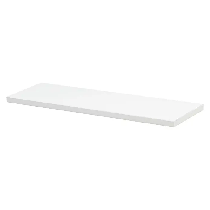 Dolle Wandboard Lite - L x B x S: 60 x 25 x 1,9 cm, Farbe: Weiß - Nahaufnahme einer weißen Regalplatte vor einem schwarzen Hintergrund, die sich ideal zur Präsentation von Dekorationen eignet.
