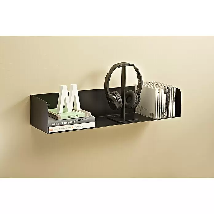 Dolle Wandregal Showcase - L x B x H: 60 x 15 x 11,5 cm, Schwarz, Belastbarkeit: 10 kg, Stahl - Stimmungsaufnahme