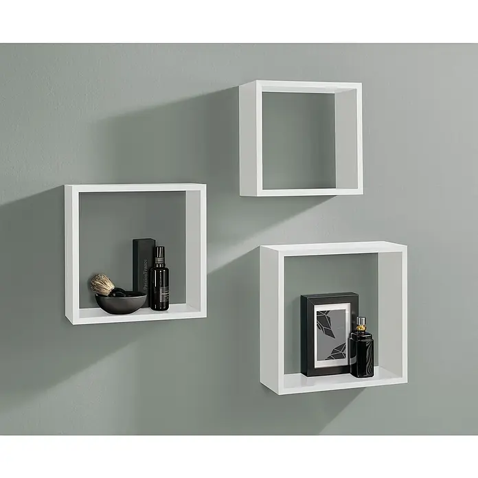 Dolle Wandregal-Set Frame - Belastbarkeit: 5 kg, Weiß - Wandregale im Würfeldesign, dekorativ und modern. Die Regale bieten vielseitigen Stauraum an der Wand und sind ein echter Hingucker.