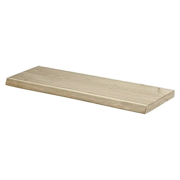 Dolle Estante flotante Lite Nature - L x An x Al: 60 x 20 x 2,5 cm, Madera - Primer plano de una estantería de madera sin acabar, destacando la veta y la textura natural de la madera. Perfecto para toques rústicos.