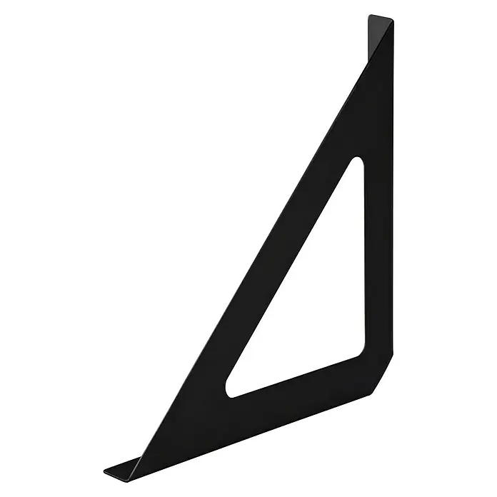 Dolle Escuadra de pared Triangolo - L x An x Al: 240 x 240 x 240 mm, Carga soportada: 50 kg, Acero, Negro - Imagen de un soporte de estante, hecho de metal negro resistente con un diseño triangular y una estructura reforzada.