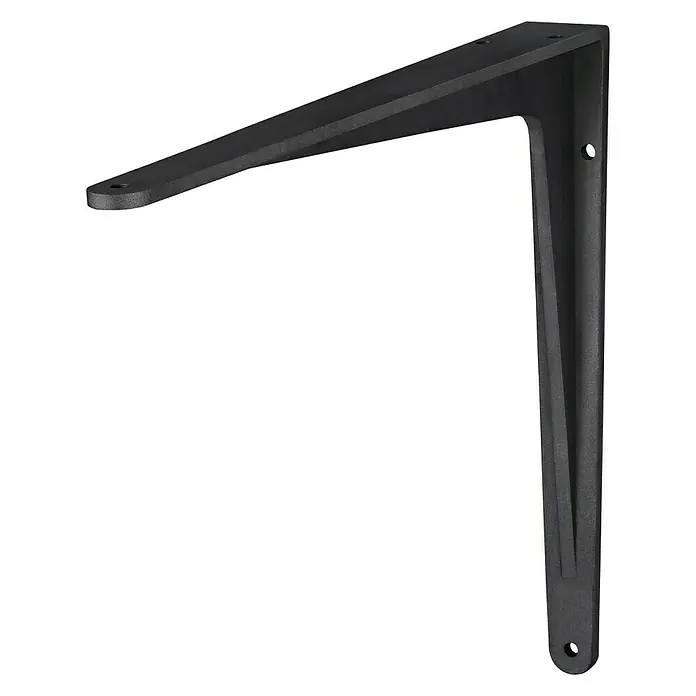 Dolle Escuadra de pared Herakles - Aluminio - Soporte de estante de metal negro con agujeros para fijar a la pared y al estante. Ideal para proyectos de bricolaje y para estabilizar estanterías.