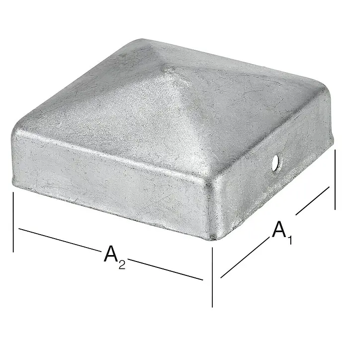 Vormann Embellecedor de poste - 71 x 71 mm, Acero - Tapa metálica para postes de cerca con base cuadrada y parte superior piramidal para proteger los postes.