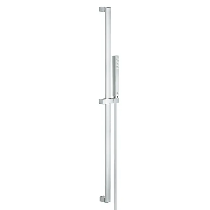 Grohe Euphoria Cube Brausegarnitur Stick - Lochabstand: 92 cm, Art Strahl: Normalstrahl, Chrom - Detaillierte Aufnahme einer Grohe Duschstange mit Handbrause, die ein modernes und funktionales Design für das Badezimmer bietet.