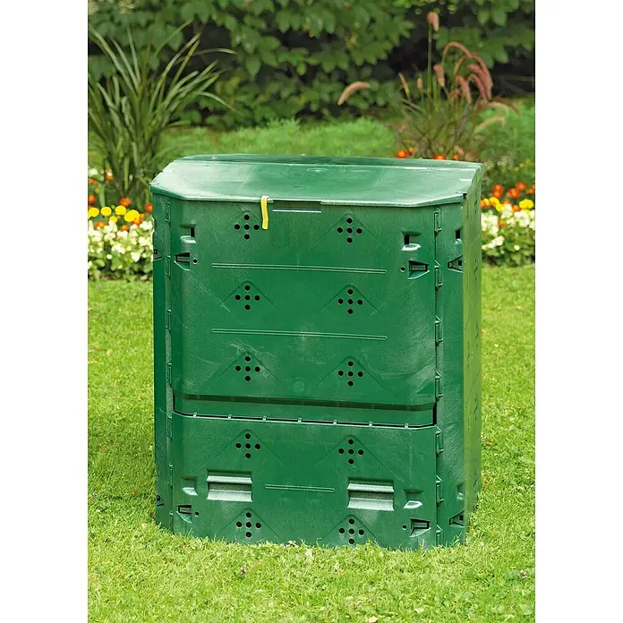 Juwel Komposter Bio 400 - 400 l, 74 x 74 x 84 cm - Ein grüner Kompostbehälter im Garten.