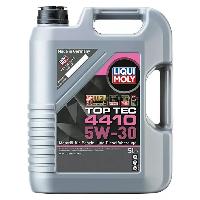 Liqui Moly Aceite para motor ligero Top Tec 4410 - 5W-30, 5 l - Garrafa gris de plástico LIQUI MOLY TOP TEC 4410 5W-30 aceite de motor, 5 litros, para vehículos de gasolina y diésel.