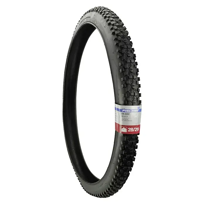 Fischer Fahrradreifen MTBK - Durchmesser Rad: 29 ", Geeignet für: Mountainbike-Räder - Detailaufnahme eines FISCHER 54-622 Fahrradreifens 29 x 2.1, ideal für Gelände, mit robuster Profilgestaltung für optimalen Grip und Kontrolle.