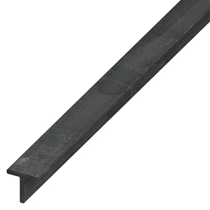 T-Profil - 1.000 x 40 x 40 mm, Stärke: 5 mm, Stahl, Stahlgrau - Nahaufnahme eines T-Profils aus Stahl, ideal für Konstruktionen und Bauprojekte, auf schwarzem Hintergrund.