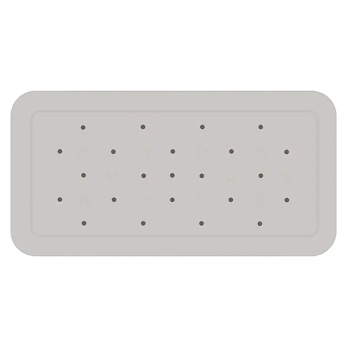 Diaqua Antirutschmatte Smoothie - 71 x 35 cm, PVC, Grau - Eine graue, rechteckige Badewannenmatte mit abgerundeten Ecken und einem Muster aus dunklen Punkten für zusätzlichen Halt.