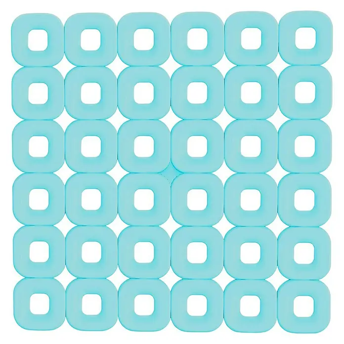Diaqua Antirutschmatte Paco - 53 x 53 cm, PVC, Aqua - Ein quadratisches Muster aus hellblauen Lutschern, die mit einem quadratischen Loch in der Mitte angeordnet sind.