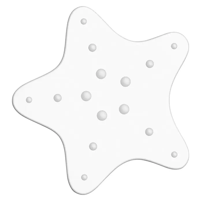 Diaqua Anti-Rutsch-Pad Minis Starfish - 5 Stk., PVC, Weiß - Ein weißer Seestern mit unregelmäßiger Form und vielen kleinen weißen Punkten. Er wirkt weich und dreidimensional.