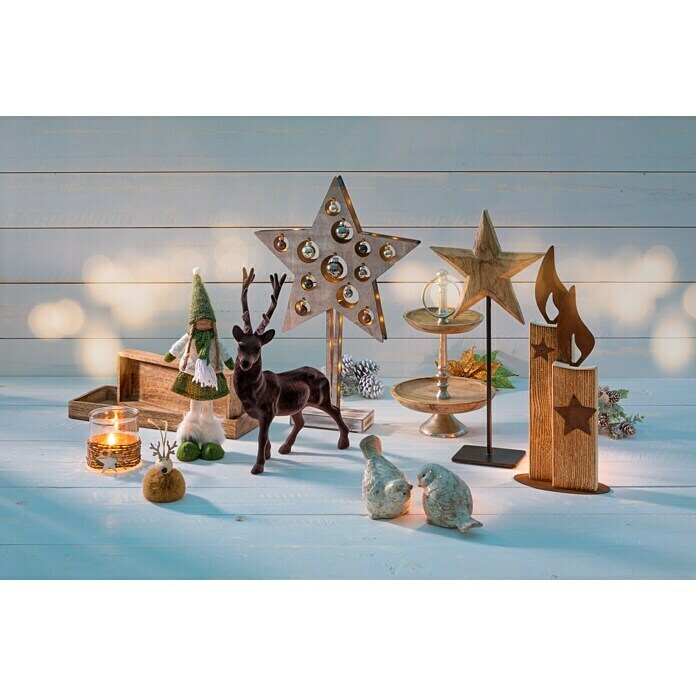 Christbaumschmuck Hirsch mit FellBraun, Kunststoff, Rund Mood Shot