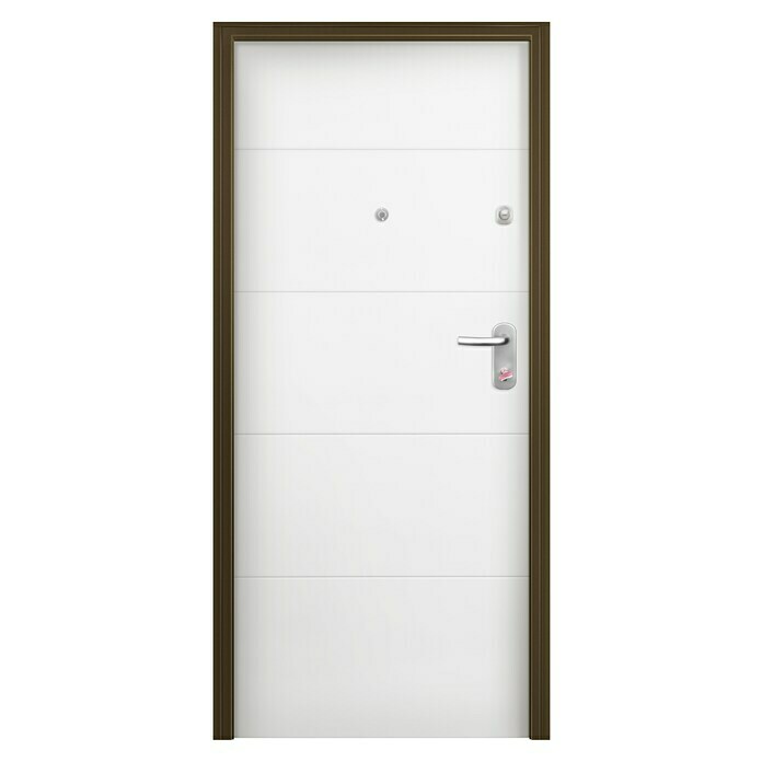 Puerta de entrada acorazada Roble/Lacada blanca 400 (80 x 204 cm, Izquierda)