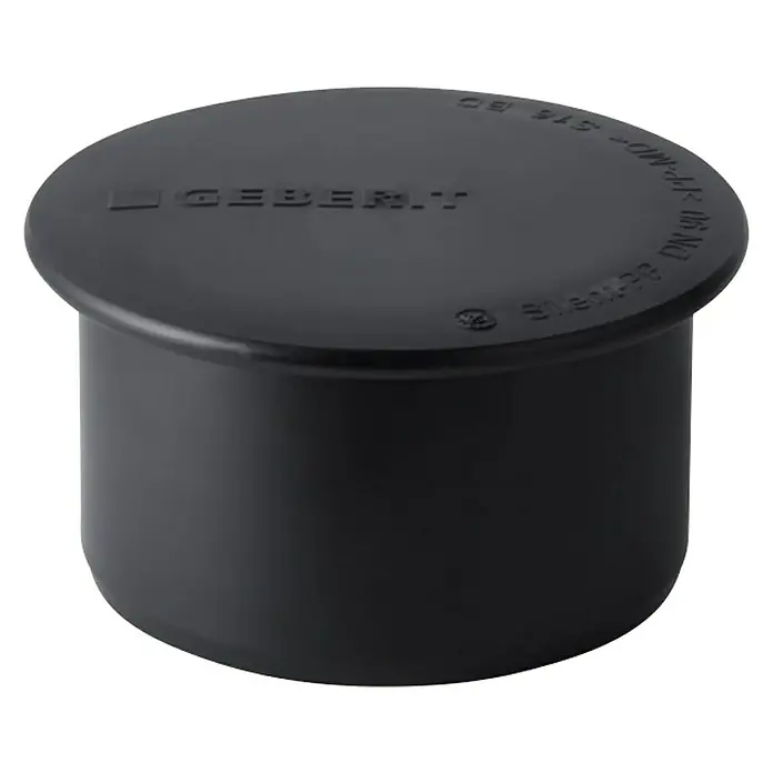 Geberit Silent PP-Muffenstopfen - Nennweite: 50 mm - Schwarze Geberit Abdeckung aus Kunststoff, ideal für Sanitärinstallationen. Robuster Schutz für Rohre und Anschlüsse.