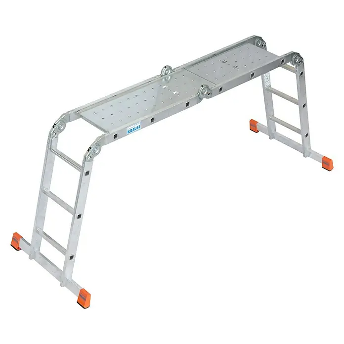 Krause Monto Gelenkleiter-Plattform - L x B: 142 x 30 cm - Mehrzweckleiter aus Aluminium von Krause, die als Arbeitsbühne oder Anlegeleiter verwendet werden kann. Vielseitig und robust.