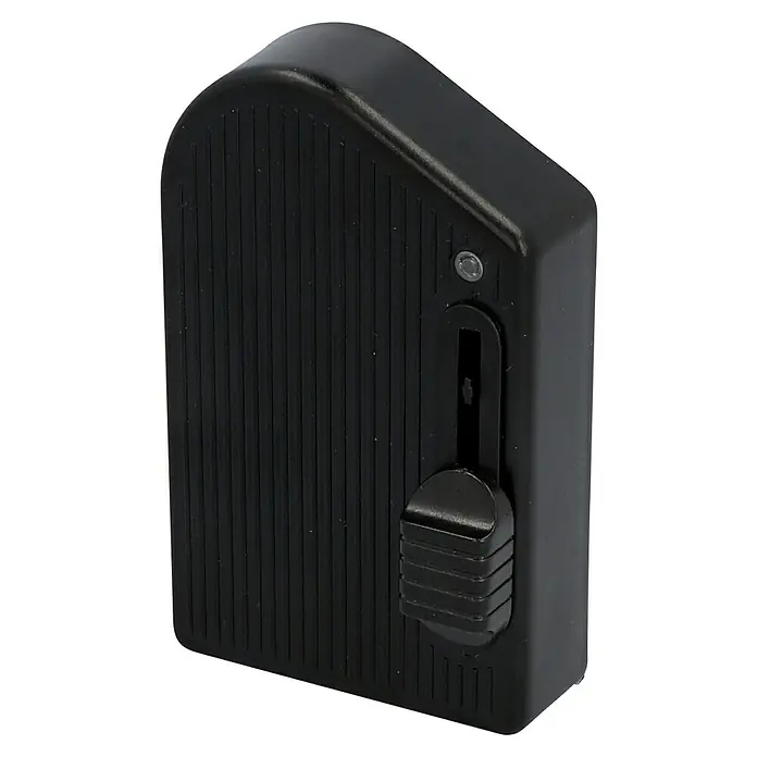 Fußdimmer Universal - 4 - 100 W (LED), 40 - 250 W (Halogen oder Glühbirnen) - Das schwarze Fußpedal-Controller ist kompakt und hat einen Schieberegler zur einfachen Steuerung mit geriffelter Oberfläche.