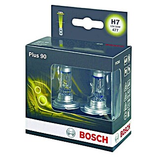 Bosch Halogen-Scheinwerferlampe Plus 90 (H7, 55 W, 12 V, 2 Stk.)