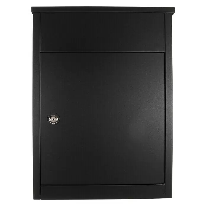 Rottner Paketbox Parcel Keeper - L x B x H: 25 x 38 x 53 cm, Schwarz, Edelstahl, Paketfach - Vorderansicht
